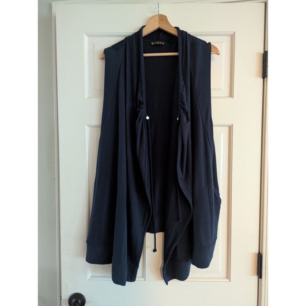Athleta Navy Blue Mindset Vest Sleeveless Open Front Lagenlook 1X 293876